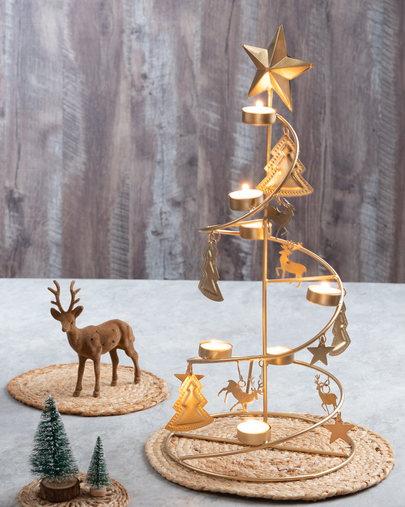 Metal Christmas Tree Stand with Tealight Candles
