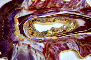 Geode Resin Platter - Maroon / Purple