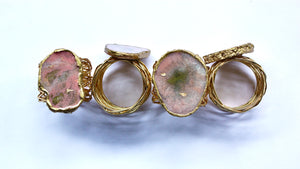 Set Of 4 Agate Slice Resin Napkin Ring - Pink
