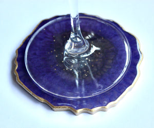 Set Of 4 Agate Slice Resin Coaster - Purple