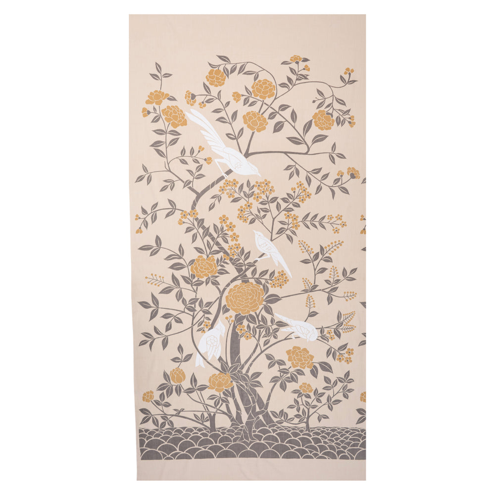 Birds of Paradise Panel-Grey/Mustard/White on Kora
