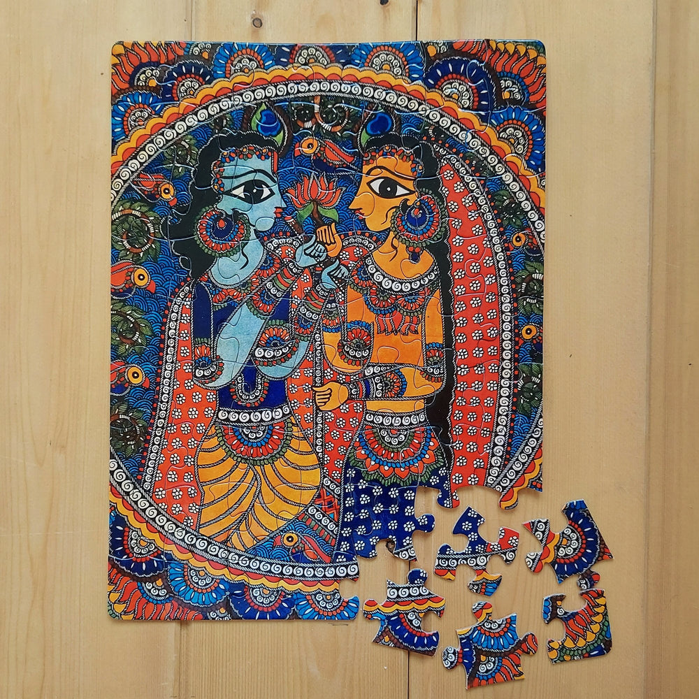 Jigsaw Puzzle 63 Pieces  - Madhubani Radha Krishna