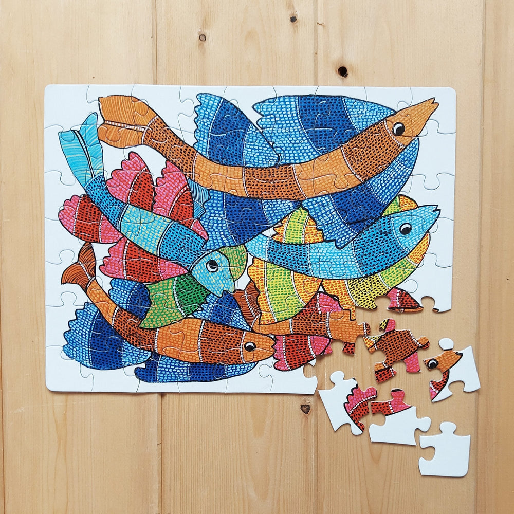 Jigsaw Puzzle 63 Pieces  - Gond Fish