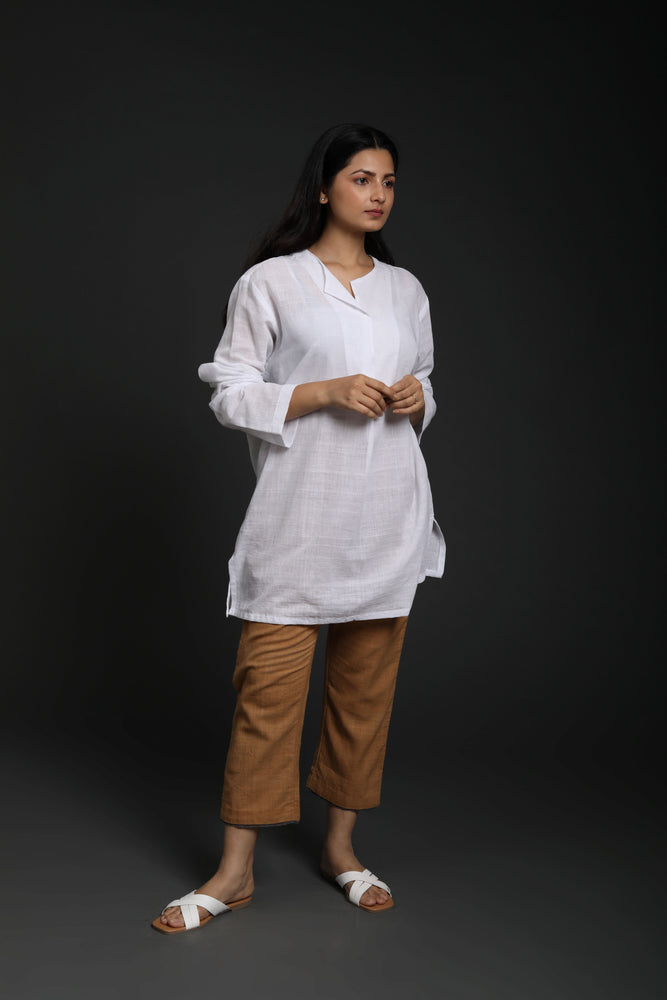 Front Pleat V Neck Kurta Ponduru Cotton