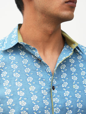 Oleander Blue Printed Shirt