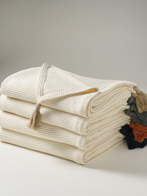 Cream Plume | Cotton Bamboo | Cord Rib | Throw