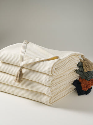 Cream Plume | Cotton Bamboo | Cord Rib | Throw