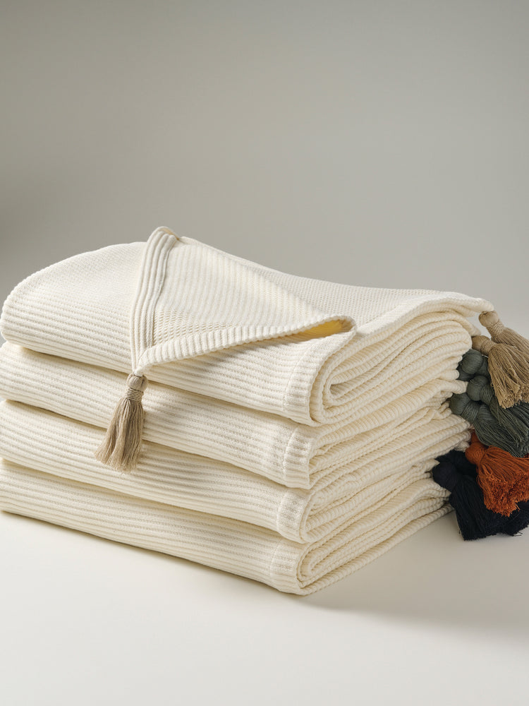 Cream Plume | Cotton Bamboo | Cord Rib | Throw