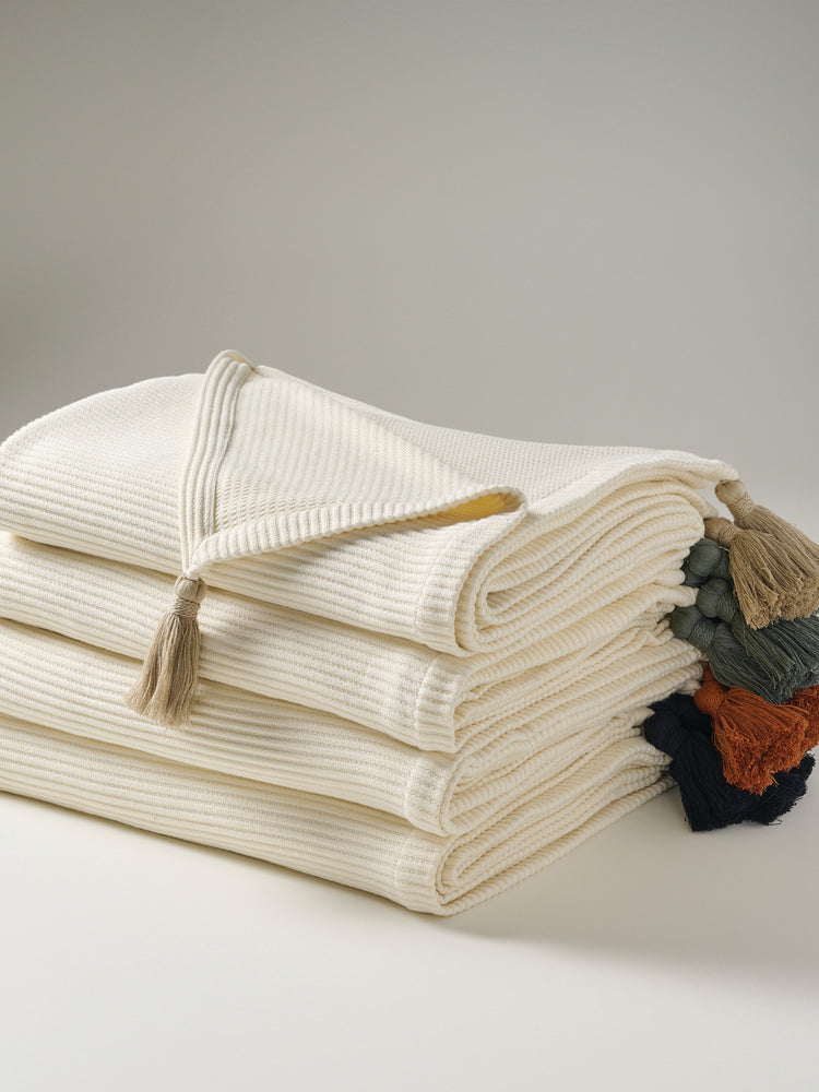 Cream Plume | Cotton Bamboo | Cord Rib | Throw
