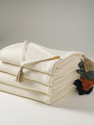 Cream Plume | Cotton Bamboo | Cord Rib | Throw