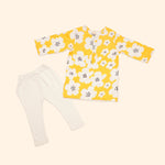 Baby Boy Yellow Printed Cotton Kurta with Pants - Set of 2
