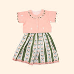 Baby Girl Pink and Green Printed Cotton Lehenga Choli - Set of 2
