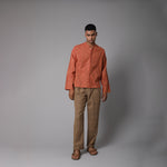 Mandarin Full Sleeve Brown Cotton