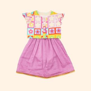 Baby Girl Purple Printed Cotton Lehenga Choli - Set of 2