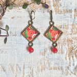 Hanging Earrings with Bead - Gul-Andar-Gul Naqashi Kashmir