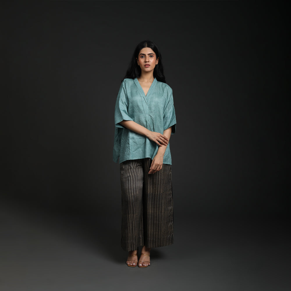 Free Size V Neck Top Tussar Silk