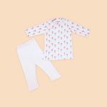 Baby Boy Off White Printed Cotton Kurta with Pants - Set of 2