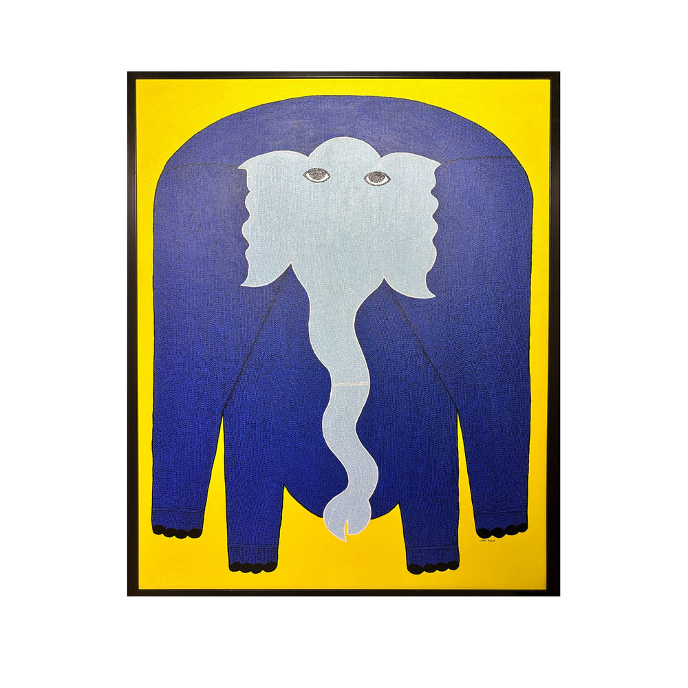 GOND : Blue Elephant on yellow
