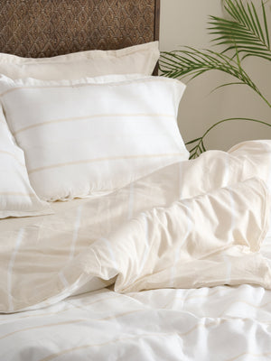 Sand Stripe | Cotton Bamboo | Chambray | Duvet Cover