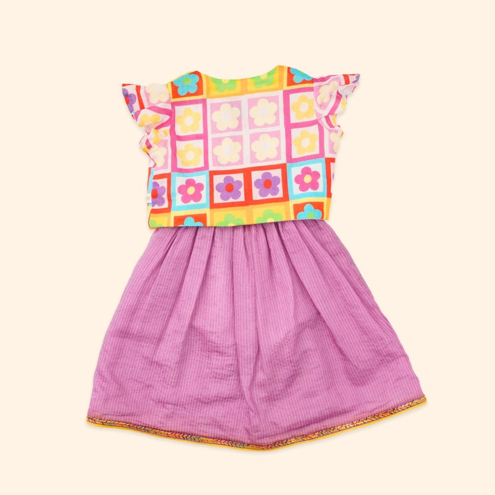 Baby Girl Purple Printed Cotton Lehenga Choli - Set of 2