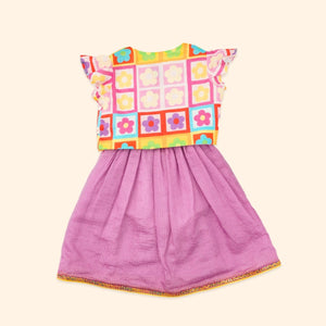 Baby Girl Purple Printed Cotton Lehenga Choli - Set of 2