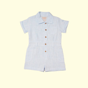 Baby Boy Blue Linen Romper