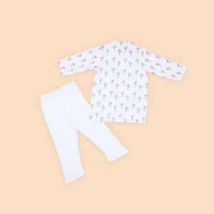 Baby Boy Off White Printed Cotton Kurta with Pants - Set of 2