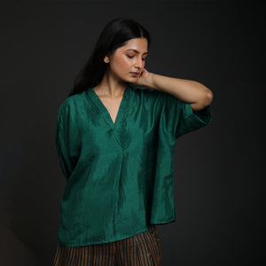 Free Size V Neck Top Mulberry Silk