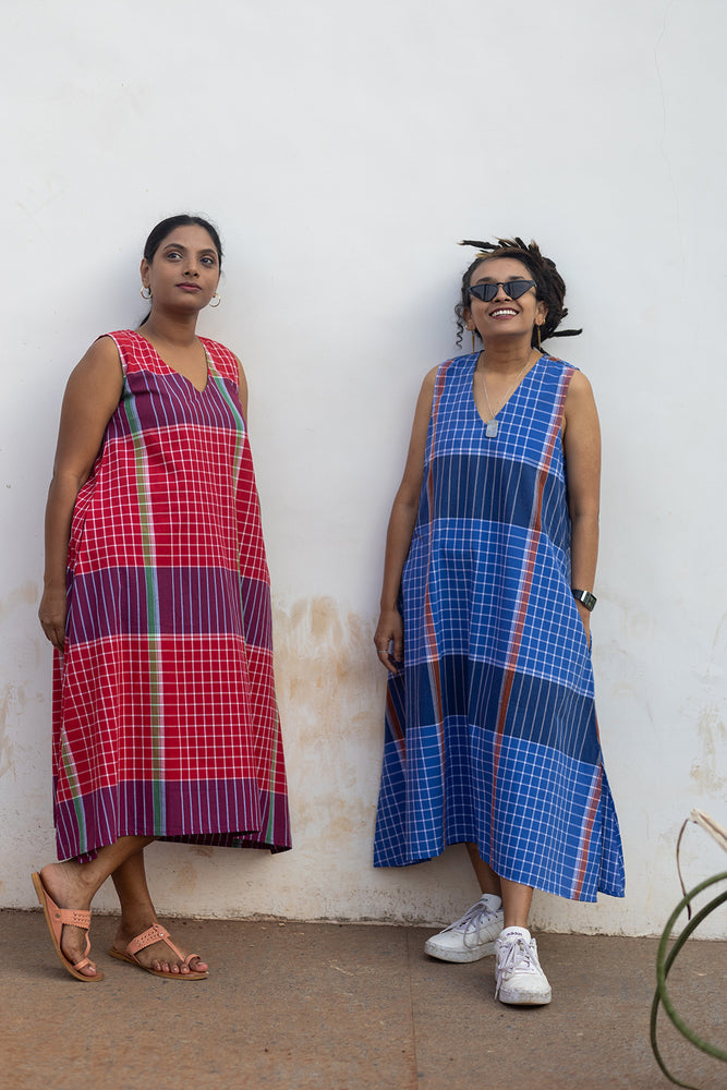 Umi Blue Madras Checks Dress