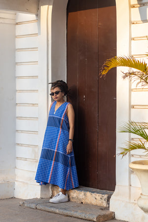 Umi Blue Madras Checks Dress