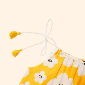 Baby Girl Yellow Printed Cotton Kurta with Pallazo and Dupatta - Set of 3