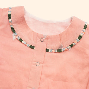 Baby Girl Pink and Green Printed Cotton Lehenga Choli - Set of 2