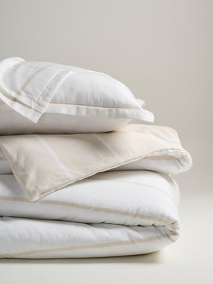 Sand Stripe | Cotton Bamboo | Chambray | Duvet Cover