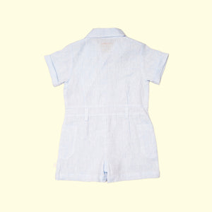 Baby Boy Blue Linen Romper