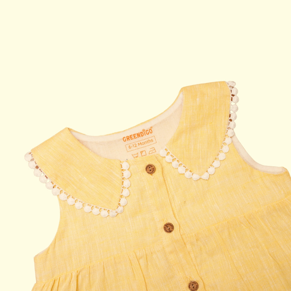 Baby Girl Yellow Linen Frock