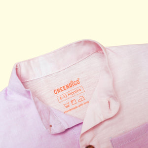 Baby Boy Colorblock Purple and Off White Linen Shirt with Shorts - Set of 2