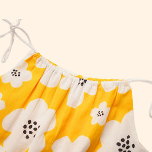 Baby Girl Yellow Printed Cotton Kurta with Pallazo and Dupatta - Set of 3