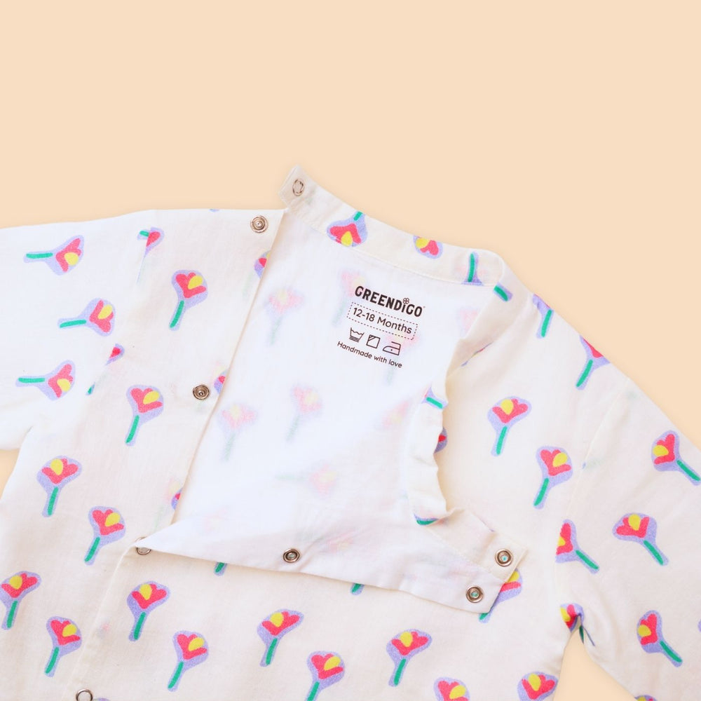 Baby Boy Off White Printed Cotton Kurta with Pants - Set of 2