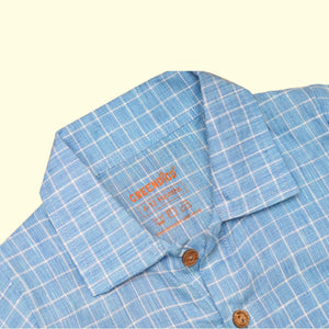Baby Boy Blue Linen Shirt with White Pants - Set of 2
