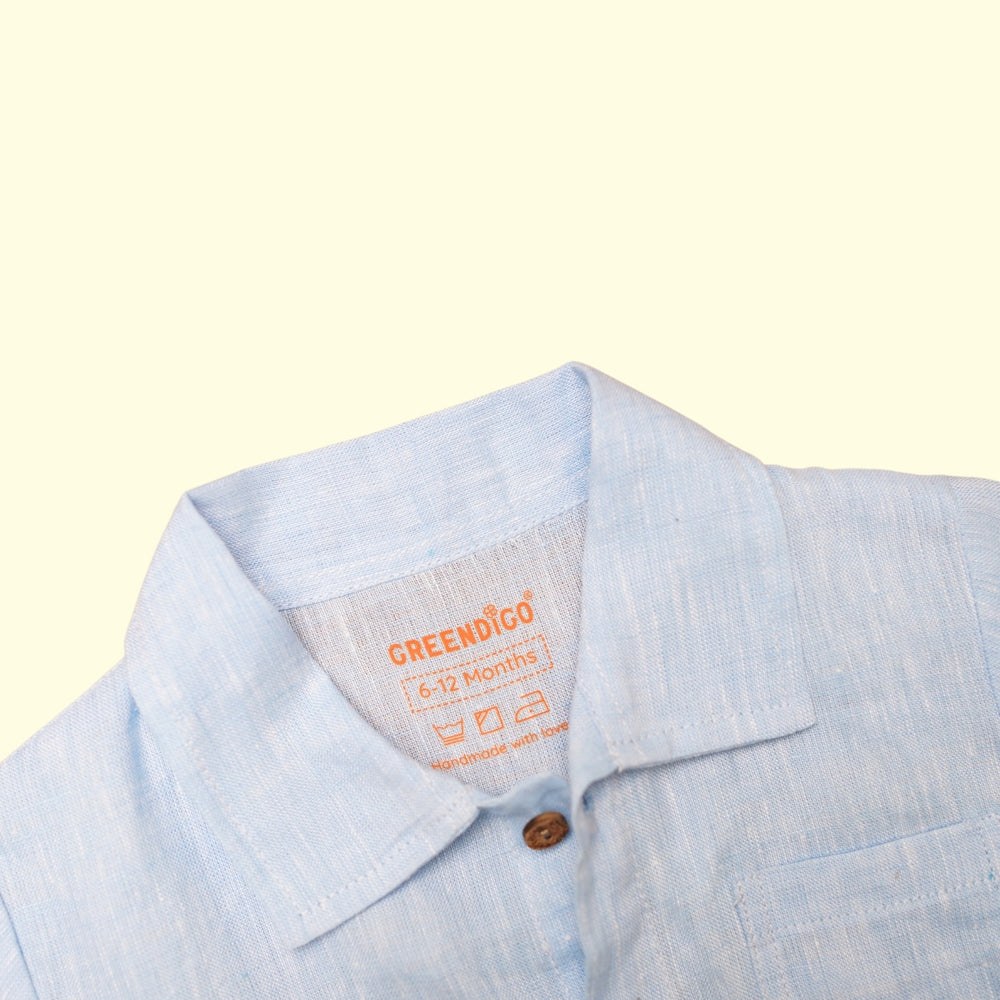 Baby Boy Blue Linen Romper