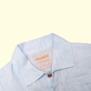 Baby Boy Blue Linen Romper