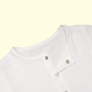 Baby Boy White  Cotton Shirt with Blue Linen Pants - Set of 2
