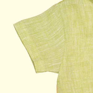 Baby Boy Colorblock Green and Yellow Linen Shirt with Shorts - Set of 2