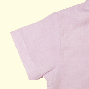 Baby Boy Colorblock Purple and Off White Linen Shirt with Shorts - Set of 2