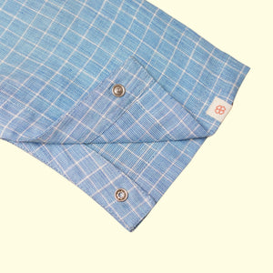 Baby Girl White  Cotton Top with Blue Linen Pants - Set of 2
