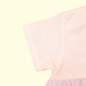 Baby Girl Colorblock Purple and White Linen Top with Shorts - Set of 2