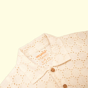 Baby Boy Off White Schiffli Shirt & Orange Shorts - Set of 2