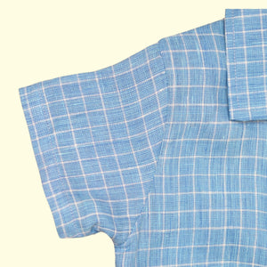 Baby Boy Blue Linen Shirt with White Pants - Set of 2