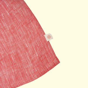 Baby Girl Off White and Red  Colorblock Linen Frock