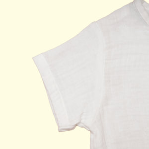 Baby Boy White  Cotton Shirt with Blue Linen Pants - Set of 2